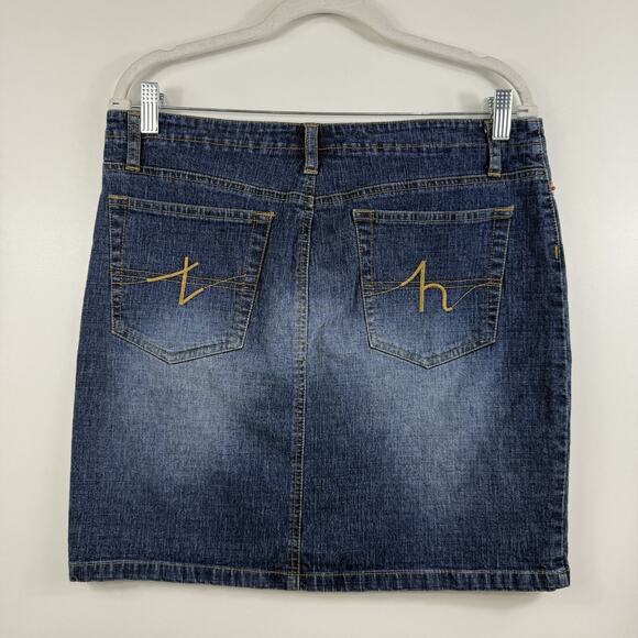 Y2K Tommy Jeans Vintage Denim Mini Skirt Size 13 Medium Wash Embroidered Pockets - Picture 9 of 10